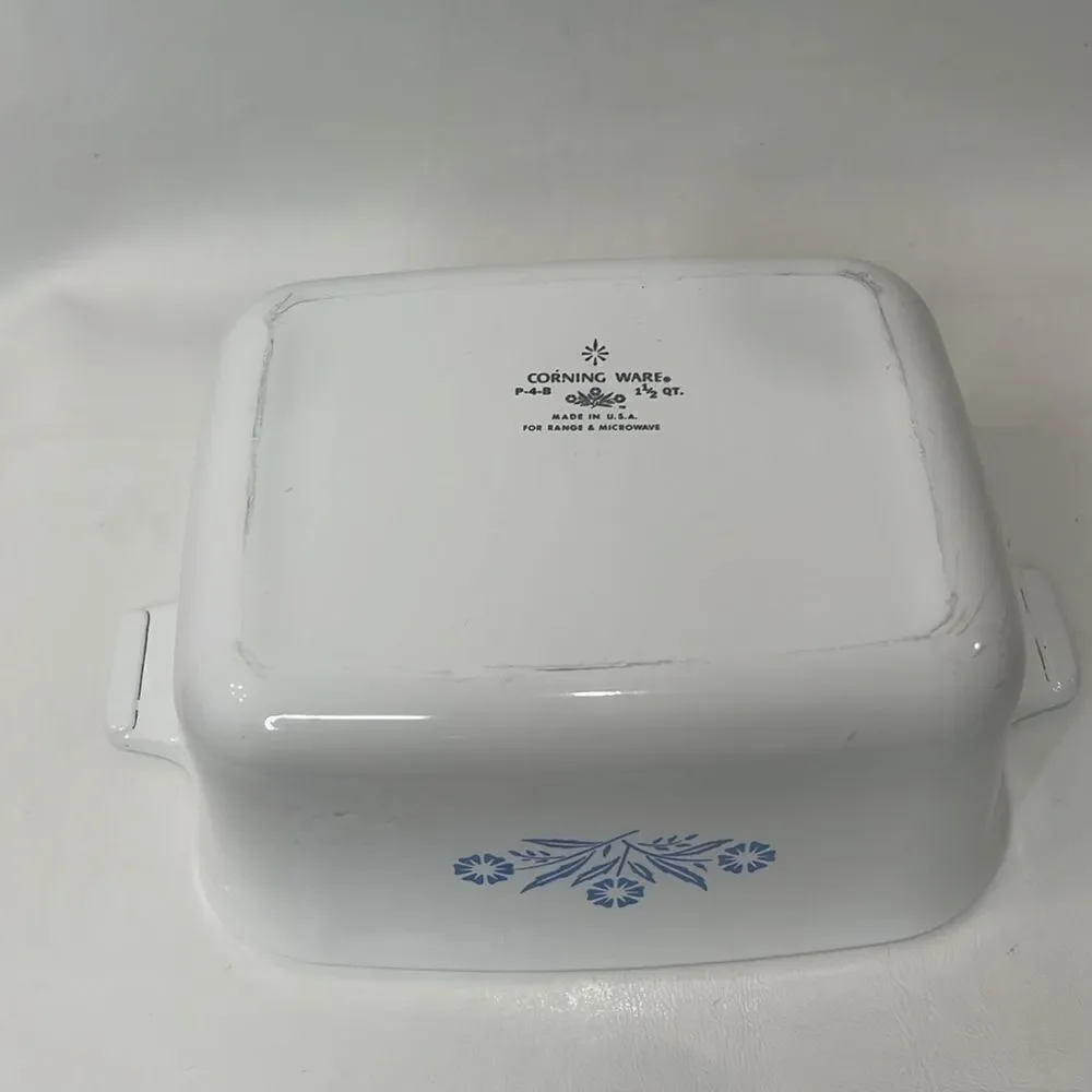 Corning Ware‎ Blue Cornflower 1 1/2 Quart Casserole Dish P 4 B White Blue Floral